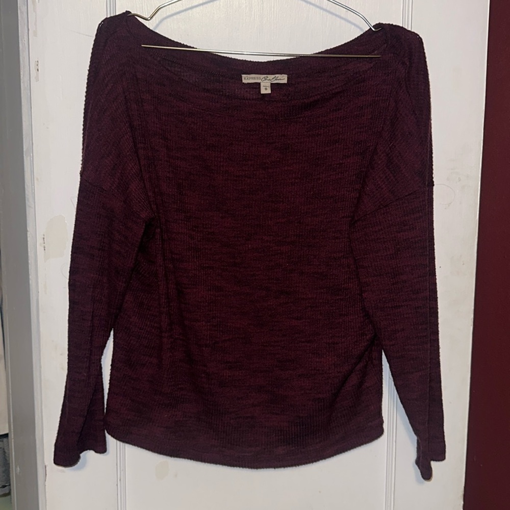 Medium Burgundy/Wine Express One Eleven Women’s Sweater with Drop Shoulder